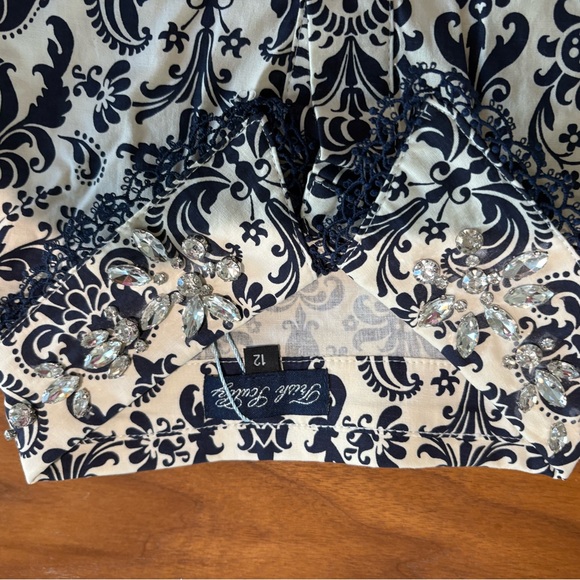 Trish Scully Constance Dress Long Sleeve Patterned in Navy and White - Picture 8 of 9